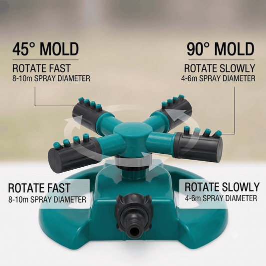 360° Rotating Lawn Sprinkler – 3-Arm Adjustable Garden Water Sprayer