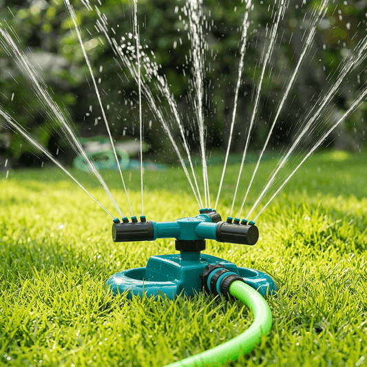 360° Rotating Lawn Sprinkler – 3-Arm Adjustable Garden Water Sprayer
