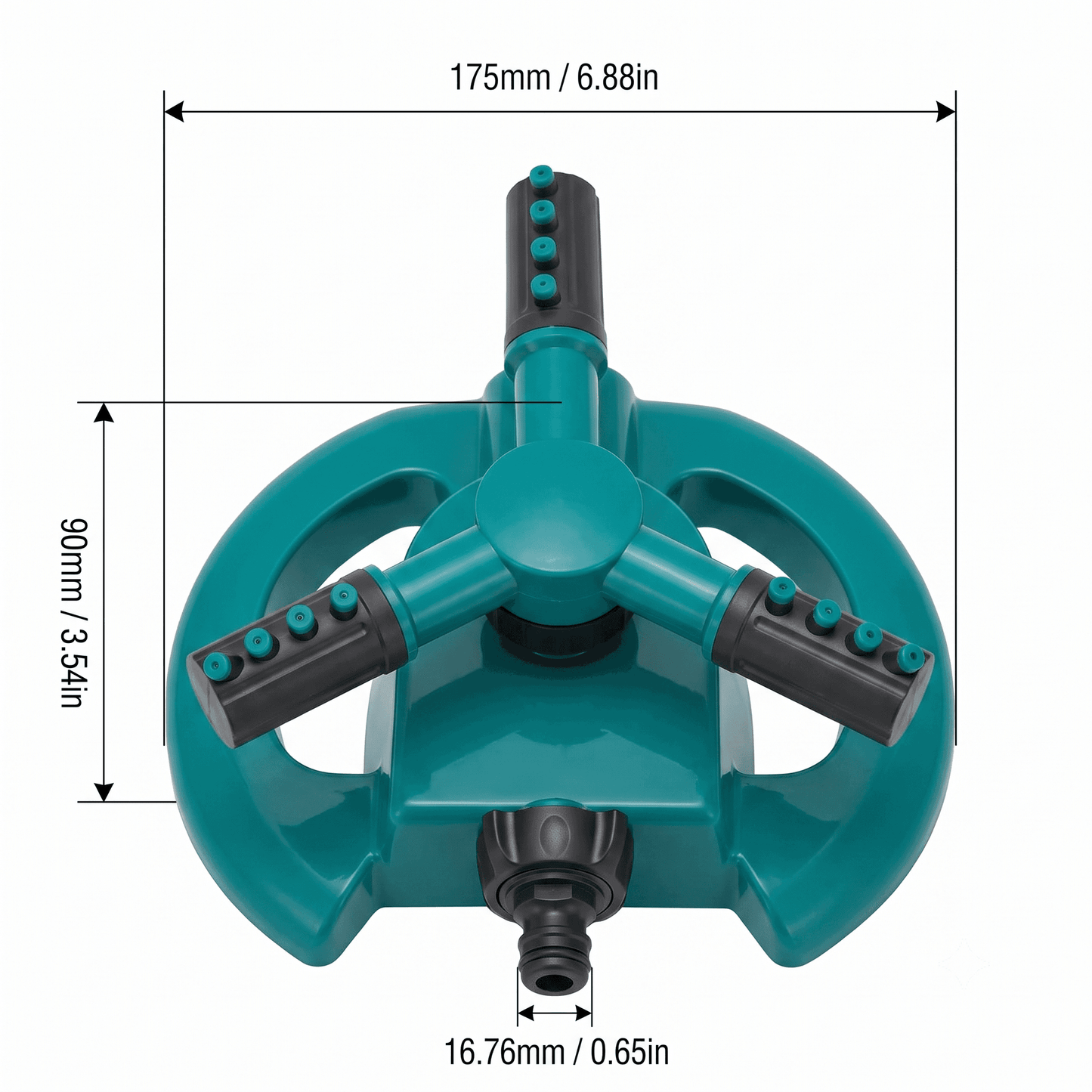 360° Rotating Lawn Sprinkler – 3-Arm Adjustable Garden Water Sprayer
