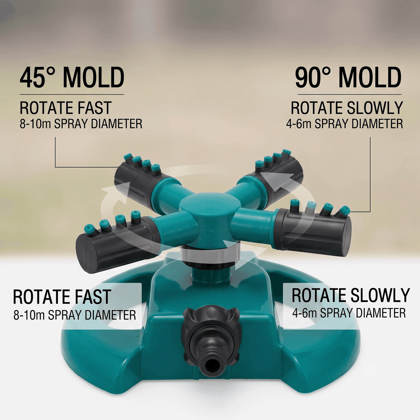 360° Rotating Lawn Sprinkler – 3-Arm Adjustable Garden Water Sprayer